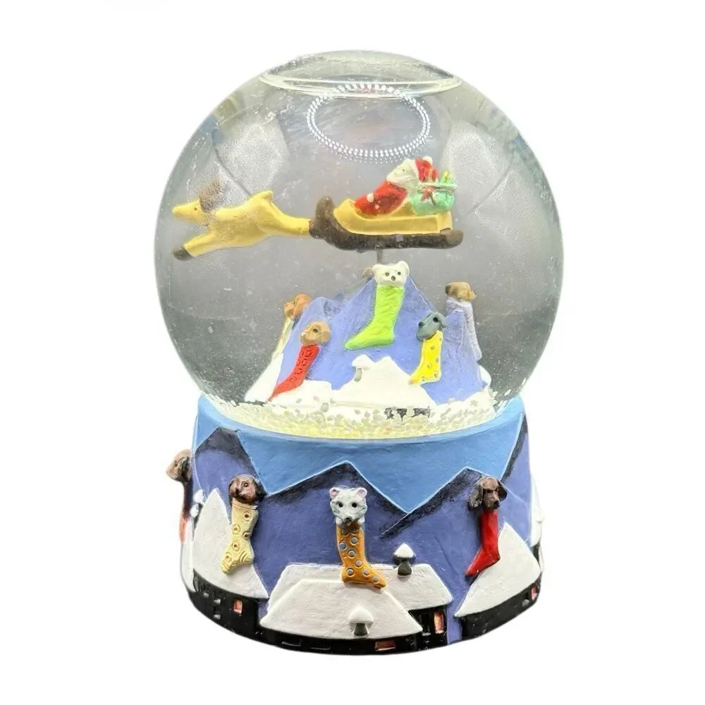Neiman Marcus & Dept. 56 Collab Christmas 1991 Mini Snow Globe Santa & Sleigh